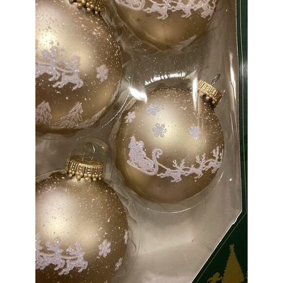 Krebs Glass Ornaments Cappuccino Velvet Balls With Christmas Eve Boxed Set Of 4 - Picture 8 of 8